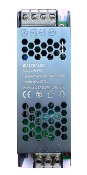 Astraled Driver 150w 12v 12.5a Dimerizavel P/perfil Slim Fa