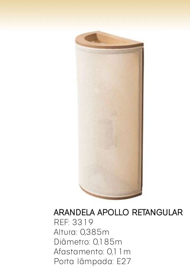 Madelustre Arandela Apollo Ret 18cm 1lamp E27 3319