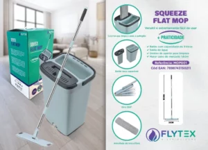 Flytex Esfregao Squeeze Flat Mop 9lt Cabo 1,6