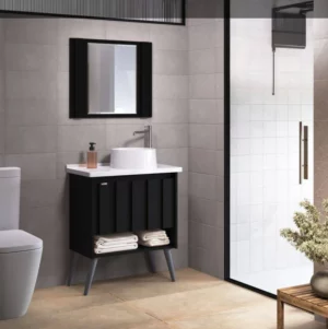 Aj Rorato Kit 63cm Balc/esp/cuba Creta Texturizado/preto