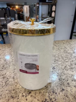 Future Lixeira Branca Tampa 8l Dourado 580dd