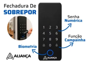 Fechadura Alianca Digital Sobr Porta de Vidro Correr 93563