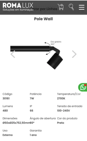 Romalux Projetor 7w 2700k Pergo C/aleta Ip66 **