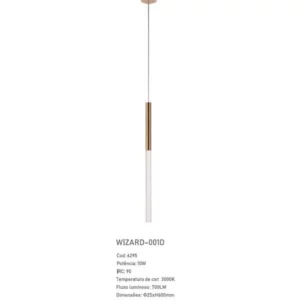 Nitrolux Pendente Led Wizard-001d 10w 3000k 6295