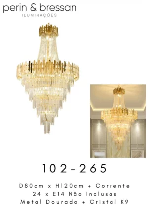 Perin Pendente Cristal D80cmx120cm 102265 - E14