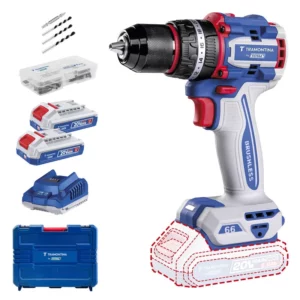 Parafusadeira/furadeira de Impacto 1/2" (13mm) 20v 66 N.m Brushless Tramontina By Total - com 2 Baterias 20v de 2,0ah, Carregador e Maleta