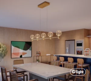 Pendente G-light Sopro Linear Led 36w 3000k Dourado Autovolt