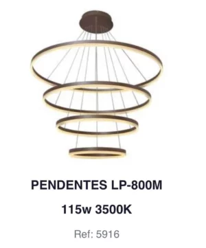 Nitrolux Pendente Led Lp-800m 115w 3500k 4 Anel - 5916